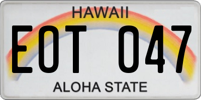 HI license plate EOT047
