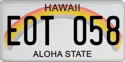 HI license plate EOT058