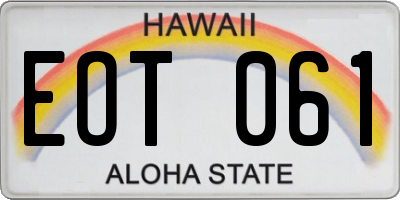 HI license plate EOT061