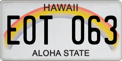 HI license plate EOT063