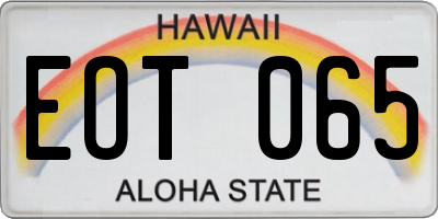 HI license plate EOT065