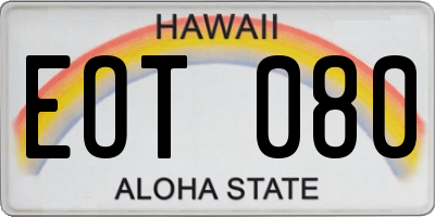 HI license plate EOT080