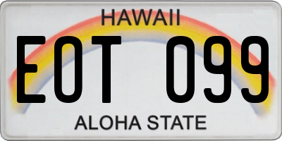 HI license plate EOT099