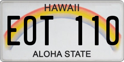 HI license plate EOT110