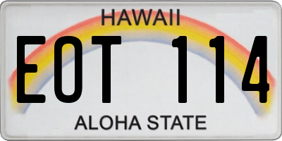 HI license plate EOT114