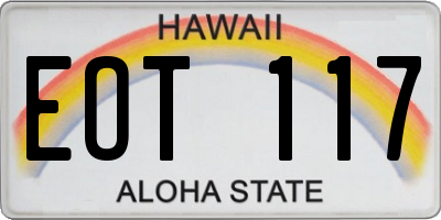 HI license plate EOT117