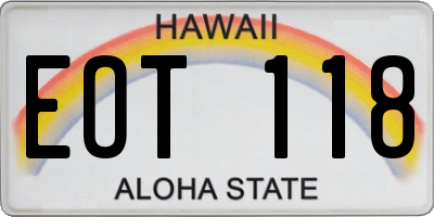 HI license plate EOT118