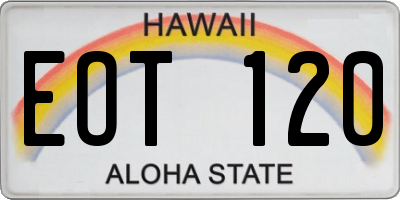 HI license plate EOT120