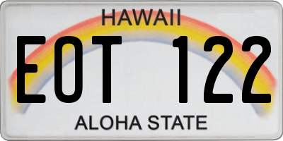 HI license plate EOT122