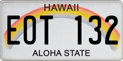 HI license plate EOT132