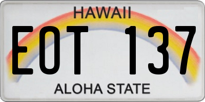 HI license plate EOT137
