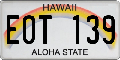 HI license plate EOT139