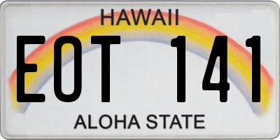 HI license plate EOT141