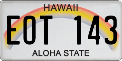 HI license plate EOT143