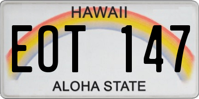 HI license plate EOT147