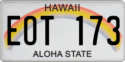 HI license plate EOT173