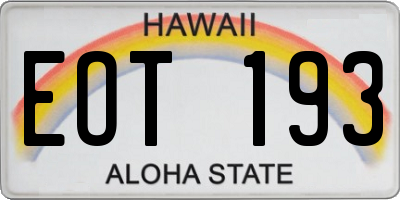 HI license plate EOT193