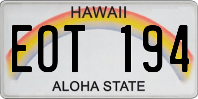 HI license plate EOT194