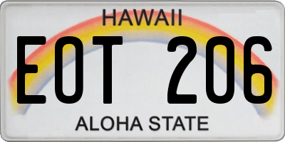 HI license plate EOT206