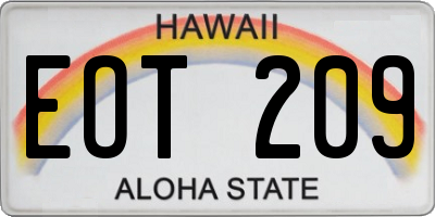 HI license plate EOT209