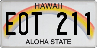 HI license plate EOT211