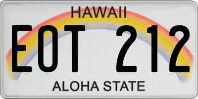 HI license plate EOT212