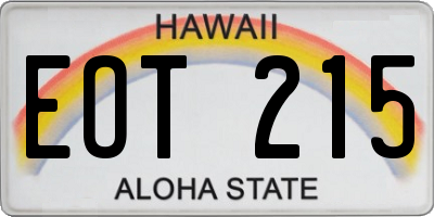 HI license plate EOT215
