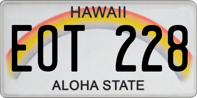 HI license plate EOT228