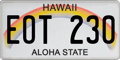 HI license plate EOT230