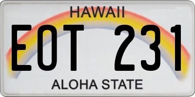 HI license plate EOT231