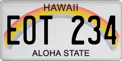 HI license plate EOT234