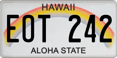 HI license plate EOT242