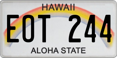 HI license plate EOT244