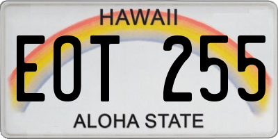 HI license plate EOT255