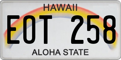 HI license plate EOT258