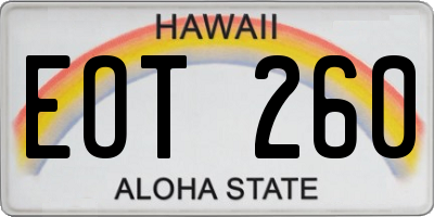 HI license plate EOT260