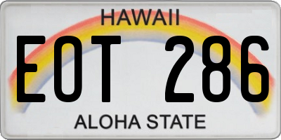 HI license plate EOT286