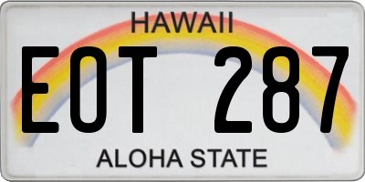 HI license plate EOT287