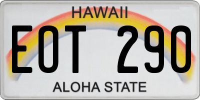 HI license plate EOT290
