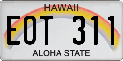 HI license plate EOT311