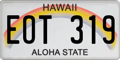 HI license plate EOT319