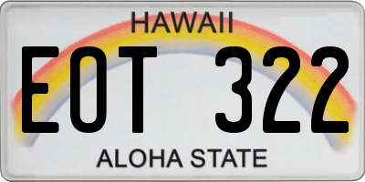HI license plate EOT322