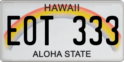HI license plate EOT333