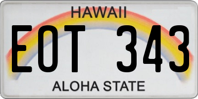 HI license plate EOT343