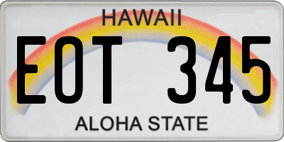 HI license plate EOT345