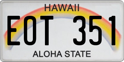 HI license plate EOT351