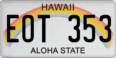 HI license plate EOT353