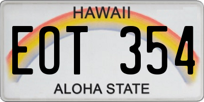 HI license plate EOT354