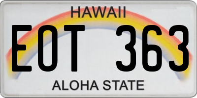 HI license plate EOT363