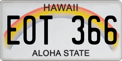 HI license plate EOT366
